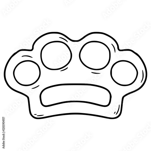 brass knuckles illustration hand drawn outline vector