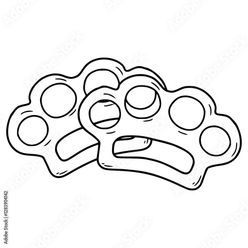 brass knuckles illustration hand drawn outline vector
