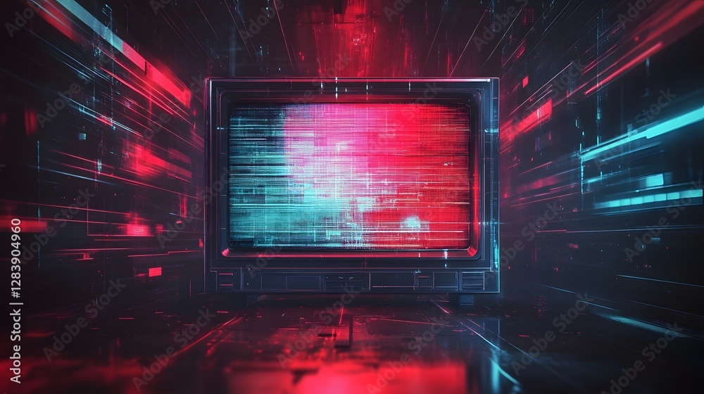 Obraz premium Futuristic neon abstract digital lighting and motion background with glowing lines shapes and patterns creating a dynamic high tech and sci fi inspired visual experience