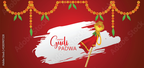 Happy Gudi Padwa new year for Marathi and Konkani Hindus vector poster photo