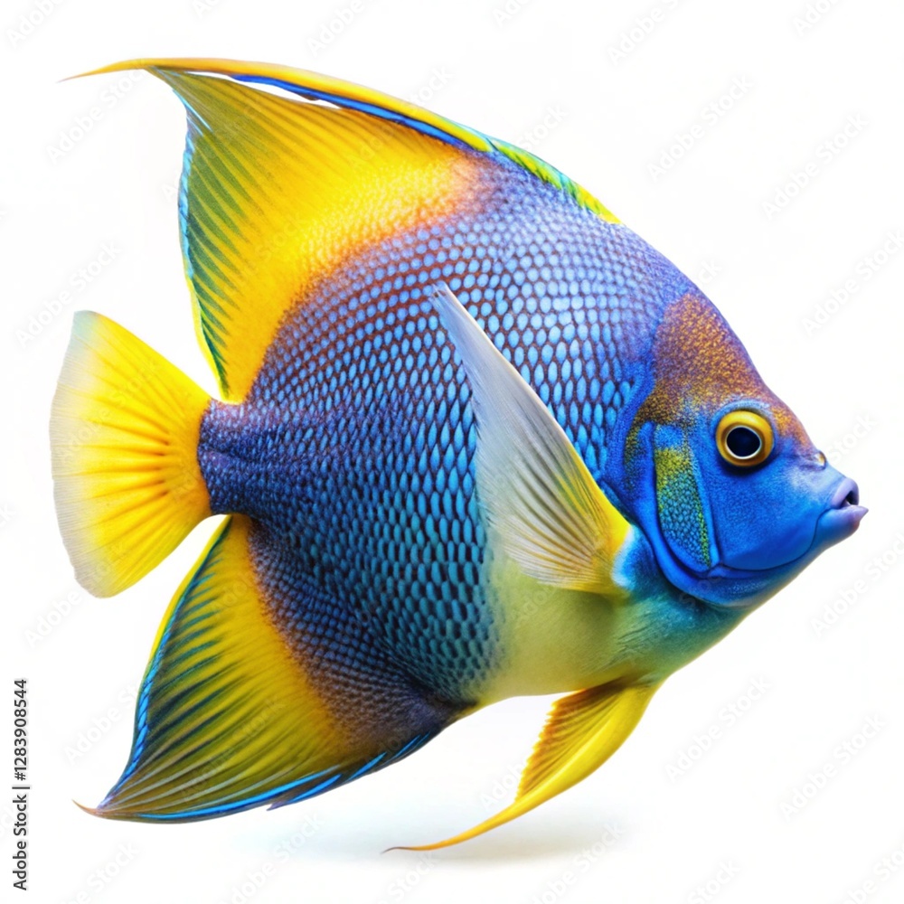 Naklejka premium Angelfish white background