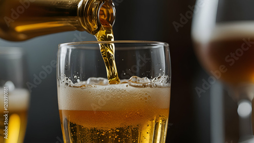 Wallpaper Mural Golden Bubbles Rise as Refreshing Beer is Perfectly Poured into a Chilled Glass – Closeup View Torontodigital.ca