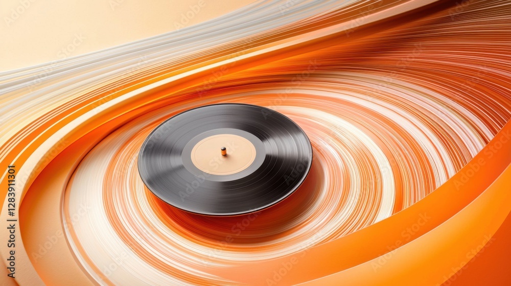 Close up of a classic vinyl record spinning on a turntable, retro music nostalgia vintage sound Close up of a classic vinyl record spinning on a turntable, retro music nostalgia vintage sound