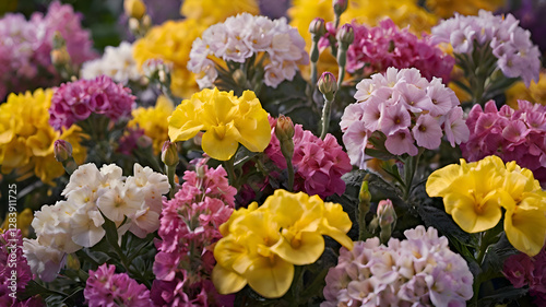 yellow purple and pink flowers, spring flowers in the garden, bouquet of colorful flowers, colorful spring flowers, purple and yellow crocus flowers