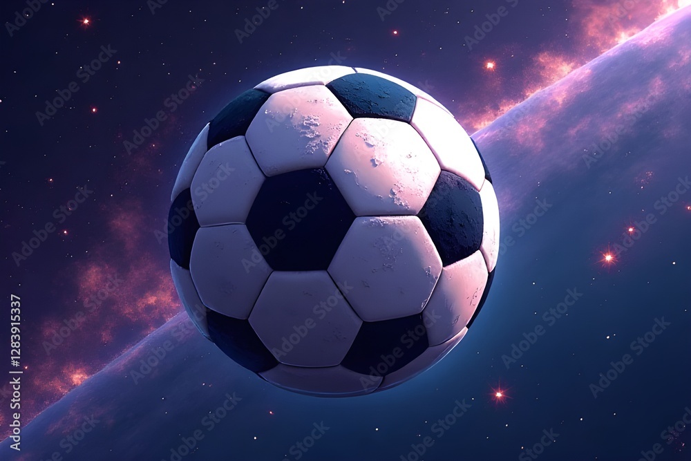 Fototapeta premium Soccer Ball in Space - Futuristic Sports Image