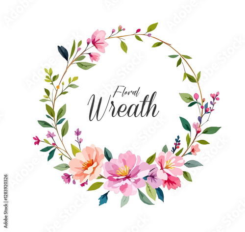 Watercolor Floral Wreath, Wreath Clipart Watercolor