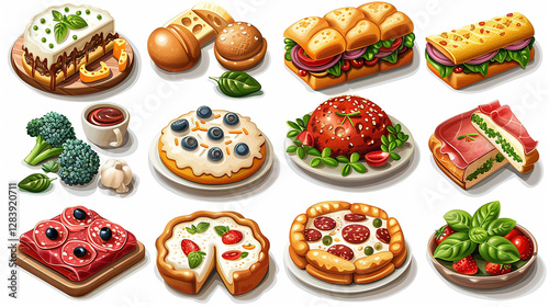 Set of Delicious Food Illustrations for Video Games