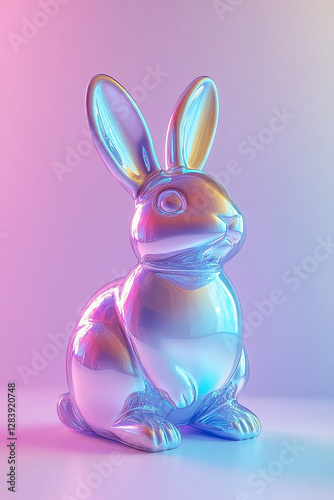Holographic 3D Rabbit Sitting with Ears Up