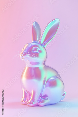 Holographic 3D Rabbit Sitting with Ears Up