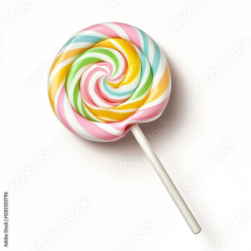 Wallpaper Mural Delightful Swirl Lollipop Candy with Pastel Hues a Sweet Treat on Plain Background Artistic Image Torontodigital.ca