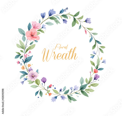 Floral Wreath, Wreath Clipart Watercolor, Pastel Pink Flowers Wedding Clipart Wild Floral Clipart	