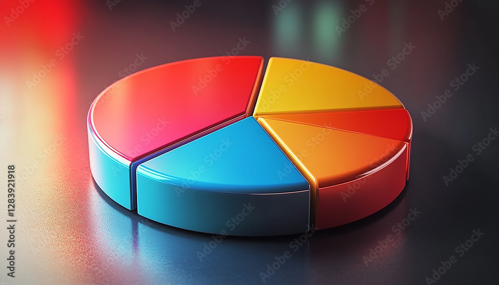 Fototapeta premium 3D Pie Chart with Differently Colored Slices