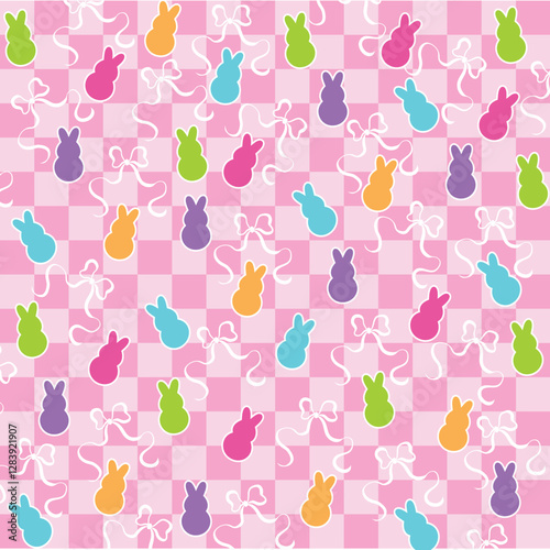Colorful peep and ribbon bow pattern vector
