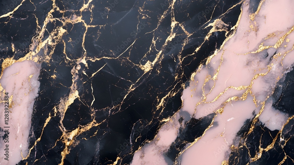 Fototapeta premium Luxurious Black and Gold Marble Texture with Elegant Geometric Patterns marble surface with a dramatic high end look perfect for interior design fashion and premium branding