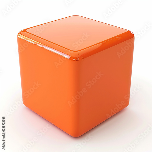 3D Orange Cube on a White Background
