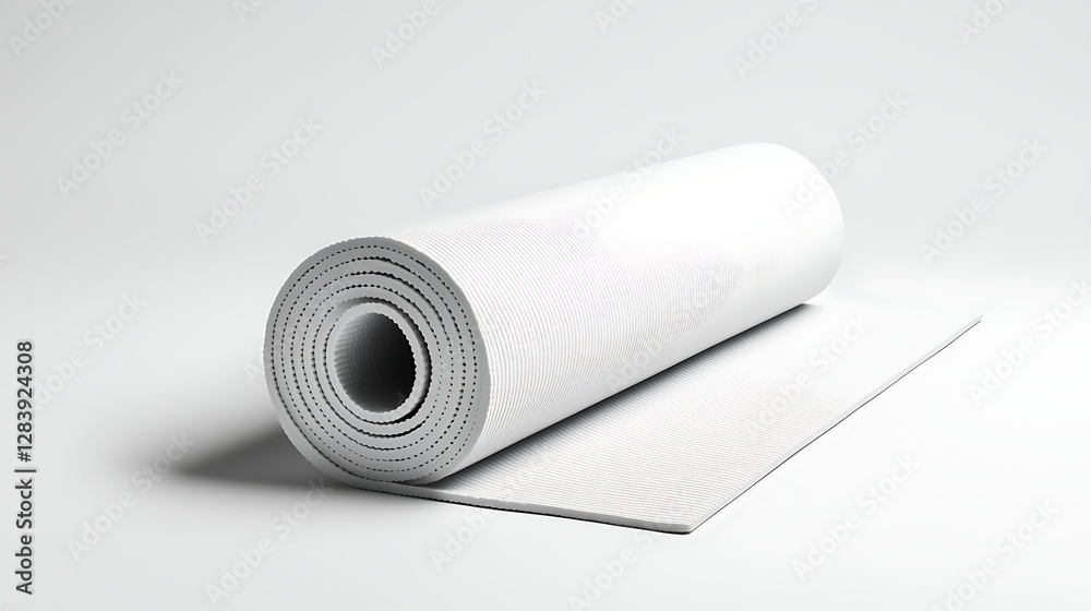 White Textured Roll of Material Ready for Crafting or Design Projects on a Clean Background White Textured Roll of Material Ready for Crafting or Design Projects on a Clean Background