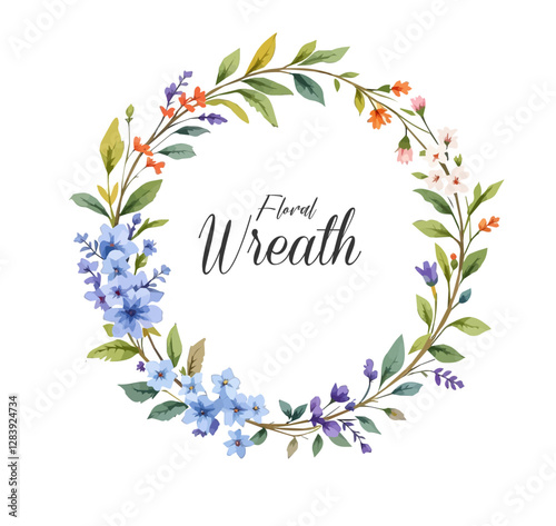 Watercolor Floral Wreath, Wreath Clipart Watercolor, Pastel Pink Flowers Wedding Clipart Wild Floral Clipart	