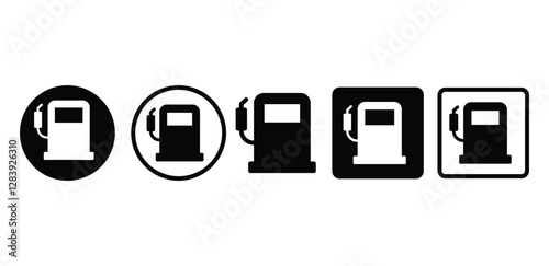 fuel gas station icon symbol sign vector design simple black white color simple illustration sets isolated photo