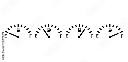 fuel gauge meter full empty icon vector design symbol sign simple illustration set isolated