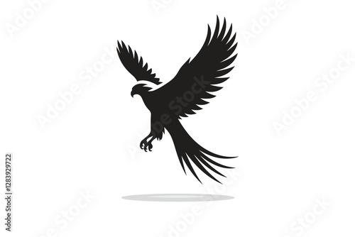 silhouette of falcon with freedom in black and white 