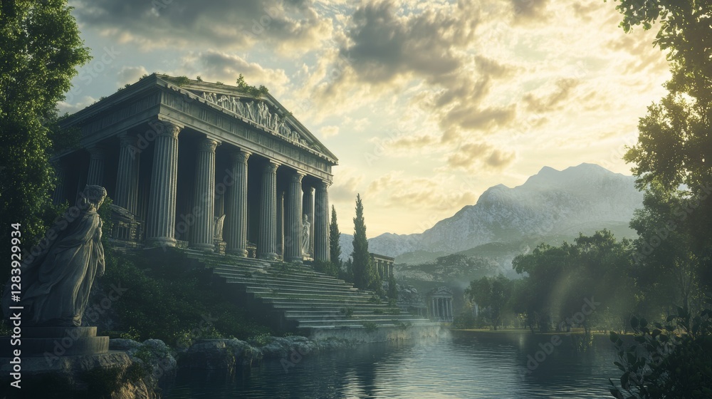 Majestic olympus  a realistic portrayal of the divine home of greek gods with stunning architecture