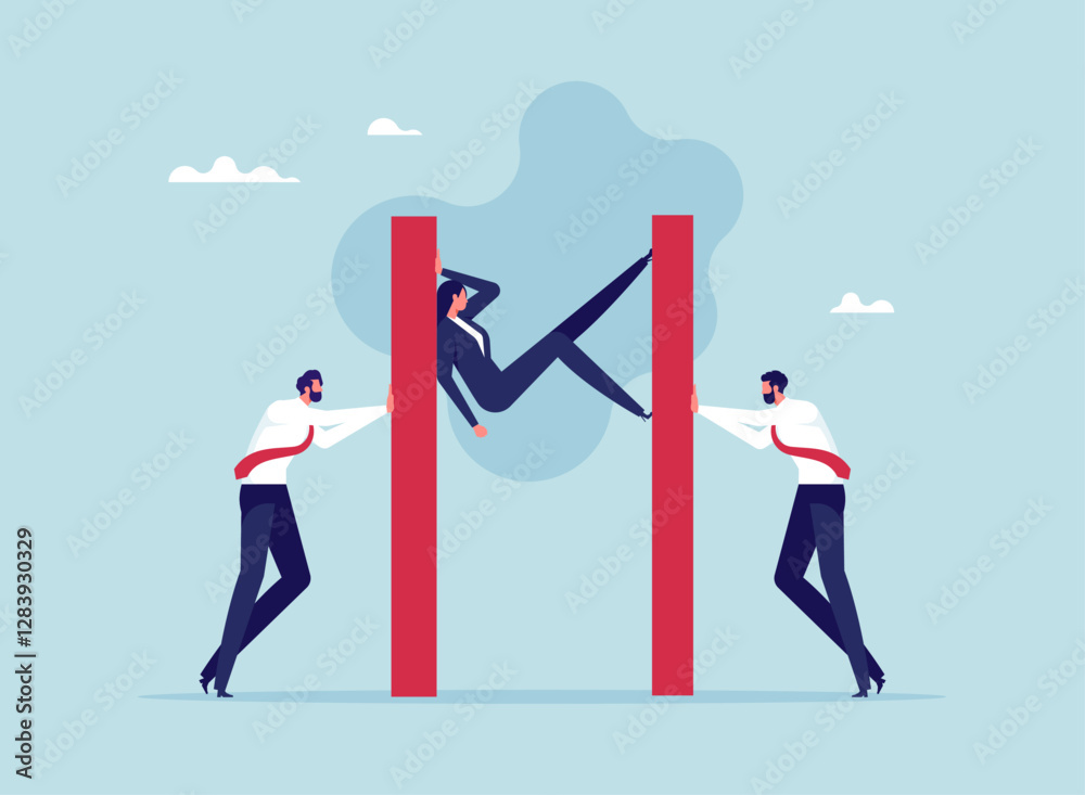 Concept of stress caused by work or mental pressure at work, forcing overwork and professional burnout, businesswoman to work under high pressure Concept of stress caused by work or mental pressure at work, forcing overwork and professional burnout, businesswoman to work under high pressure
