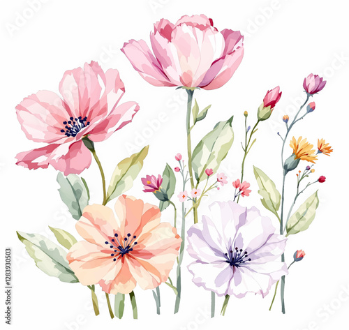 Flower Clipart, Roses Fussy Cut, Printable Watercolor clipart, Watercolor Floral clipart	