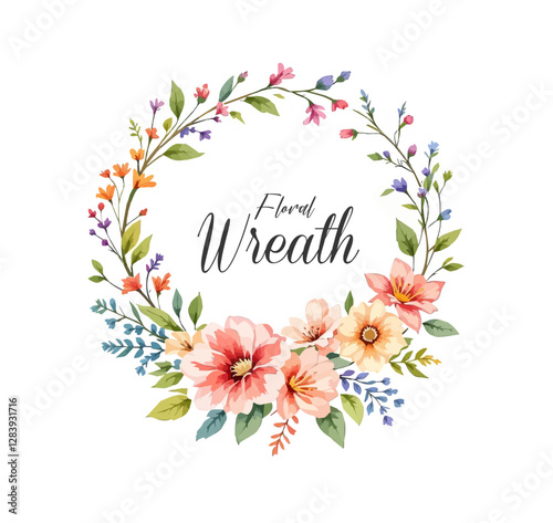 Watercolor Floral Wreath, Wreath Clipart Watercolor, Pastel Pink Flowers Wedding Clipart Wild Floral Clipart	
