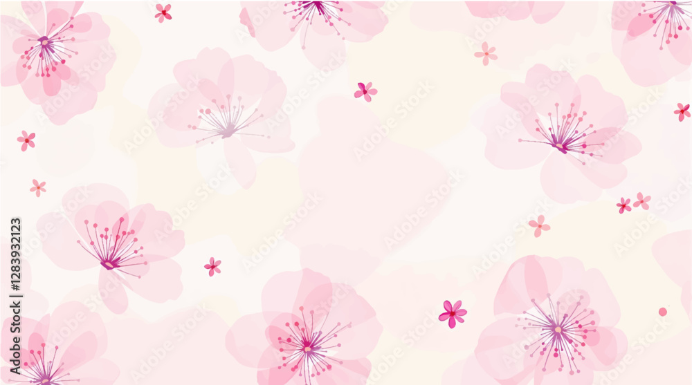 Pink flower watercolor pattern background