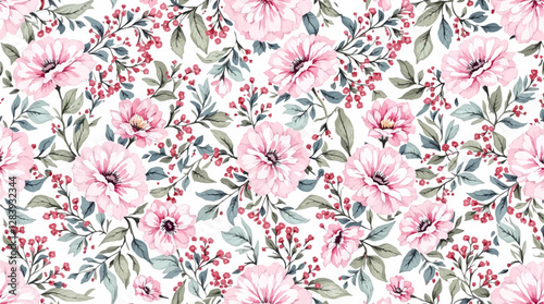 Wallpaper Mural A beautiful watercolor painting of pink cherry blossoms.	 Torontodigital.ca