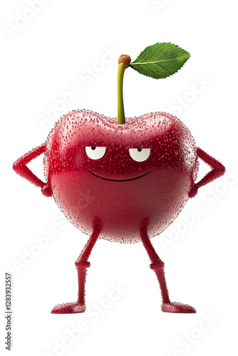 Red apple with a worm on a white background