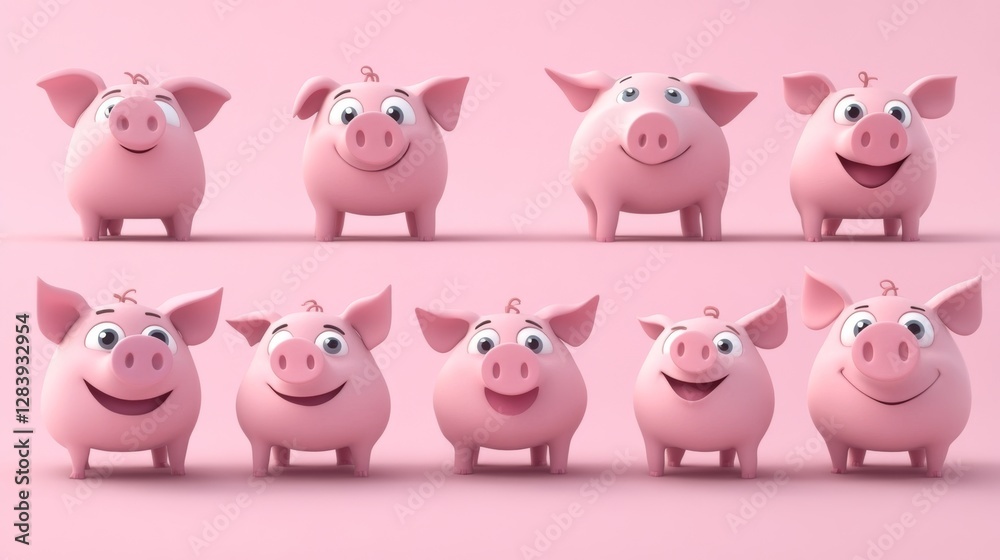 Here are eight funny cartoon pigs not in a background. Here are eight funny cartoon pigs not in a background.