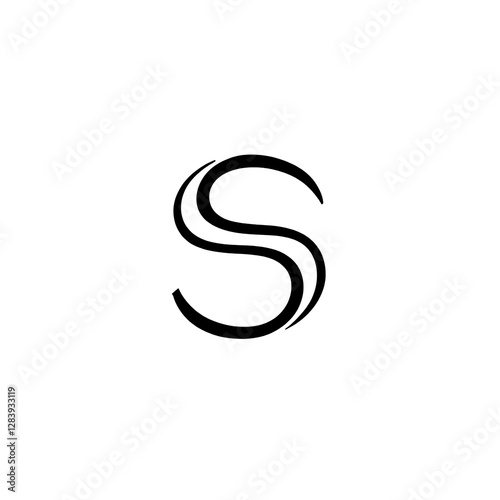 Stylish Black Letter S Initial Symbol Design Element with Elegant Curves and Flowing Lines 3D Rendered