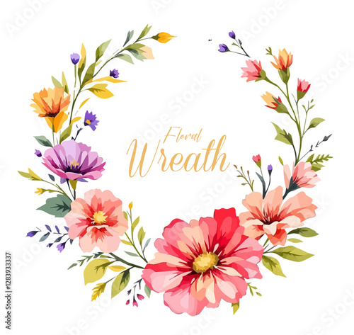 Watercolor Floral Wreath, Wreath Clipart Watercolor, Pastel Pink Flowers Wedding Clipart Wild Floral Clipart	