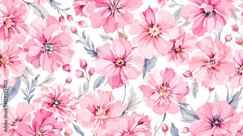 A beautiful watercolor painting of pink cherry blossoms.	