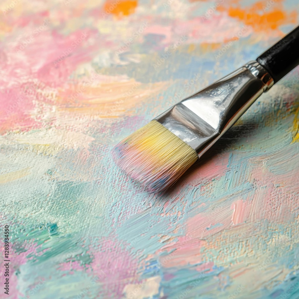 Fototapeta premium Vibrant Abstract Painting with Brush Stroke on Colorful Canvas