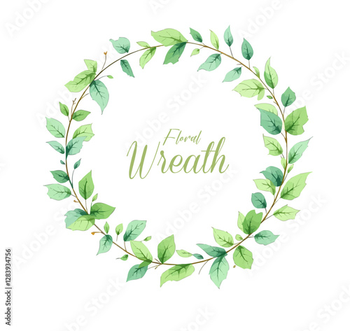 Watercolor Eucalyptus Leaves Wreath Illustration Green, Wedding Leaves	