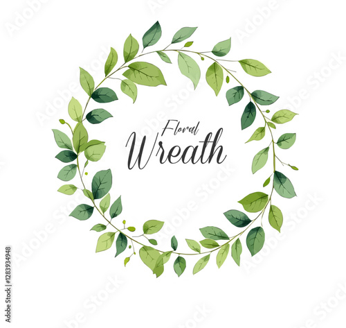 Watercolor Eucalyptus Leaves Wreath Illustration Green, Wedding Leaves	