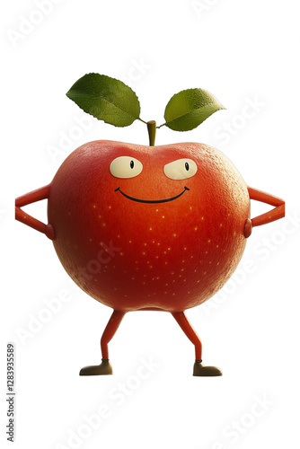 A ripe, red apple with a worm, a sweet and healthy fruit