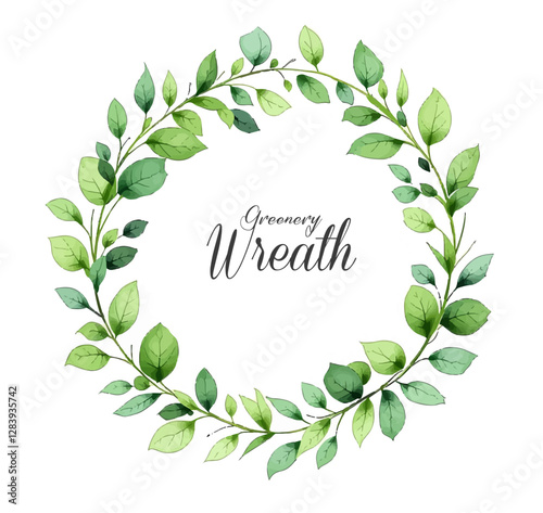 Watercolor Eucalyptus Leaves Wreath Illustration Green, Wedding Leaves	