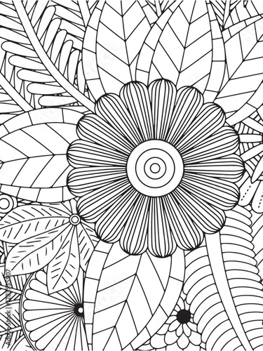 Zentangle Flowers Coloring Pages For Adult 