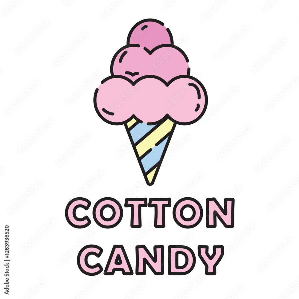 cute doodle cotton candy. simple doodle of pink cotton candy with a cone. cotton candy cartoon doodle cute doodle cotton candy. simple doodle of pink cotton candy with a cone. cotton candy cartoon doodle