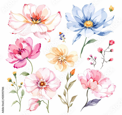 Flower Clipart, Roses Fussy Cut, Printable Watercolor clipart, Watercolor Floral clipart	