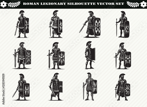  Black Roman Legionary Silhouette Illustration for Logos Prints and Design