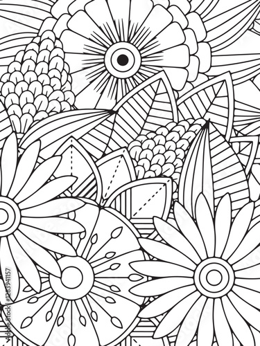 Zentangle Flowers Coloring Pages For Adult 