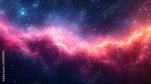 Wallpaper Mural Colorful galaxy with pink and orange stars. The stars are scattered throughout the galaxy, creating a sense of depth and movement. The colors of the stars contrast with the dark blue background Torontodigital.ca