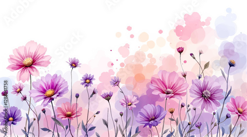 Hand drawn seamless pattern with watercolor rose flowers. Elegant romantic background with pink roses and leaves on a white background