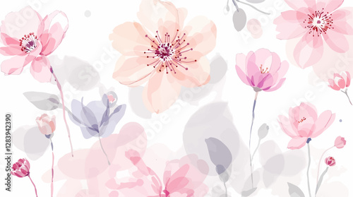 Pink watercolor floral background