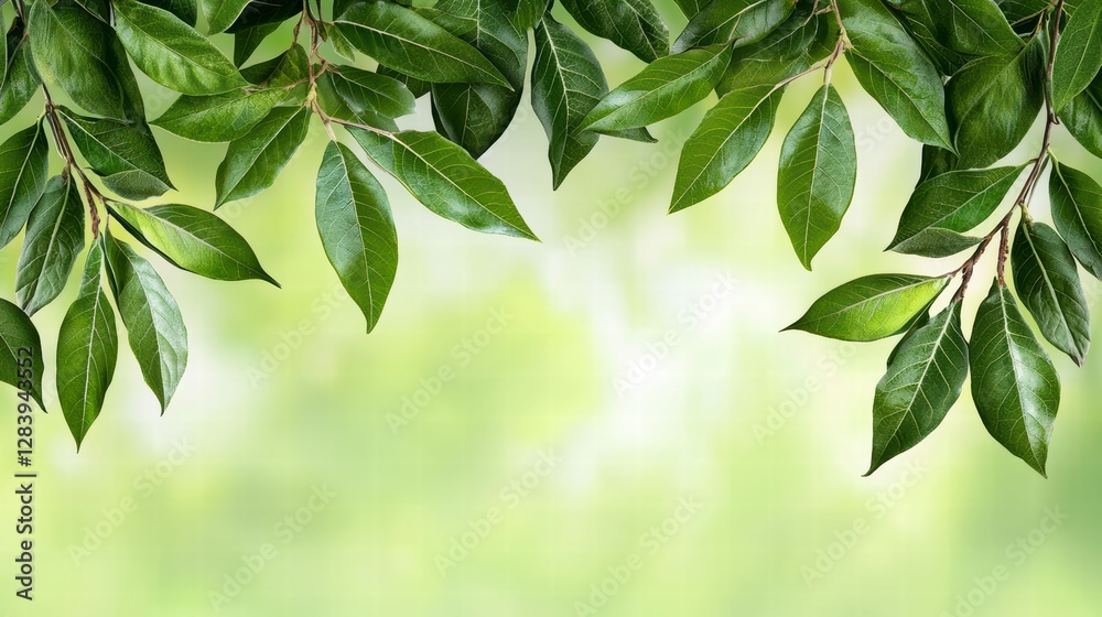Fresh Green Leaves with Soft Focus Background for Nature Themes Fresh Green Leaves with Soft Focus Background for Nature Themes