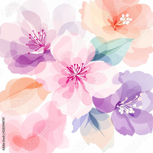 Abstract flowers on a light background